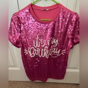 Pink Sequin 'It's My Birthday' Shirt